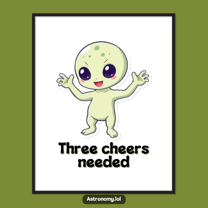 Funny Bouncing Alien Poster: Three-Armed Wave Art for Cosmic Decor