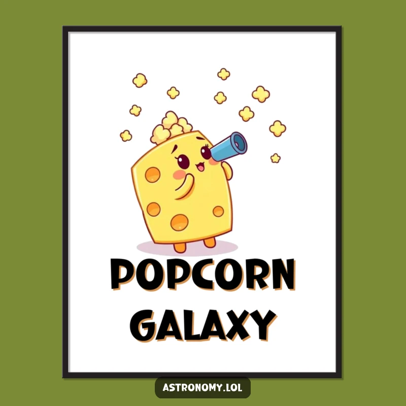 Funny Cheese Popcorn Poster: Hilarious Cosmic Snack Art, Perfect Gift