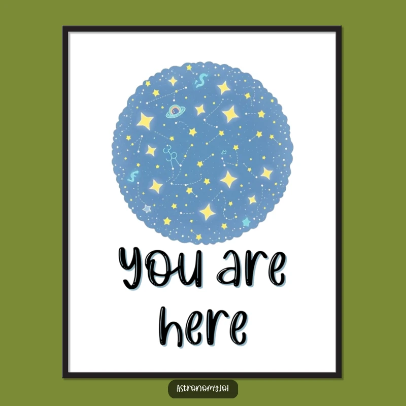 Funny Constellation Poster: Playful Twinkling Stars Art, Cosmic Decor, Great Gift