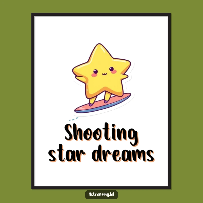 Funny Cute Star Surfing Comet Tail Poster - Hilarious Wall Art!