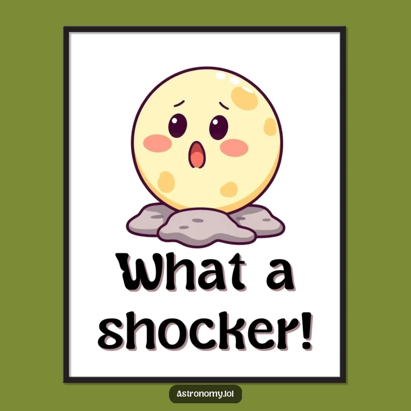 Funny Moon Poster: Surprised Crater Art, Perfect Funny Gift Decor