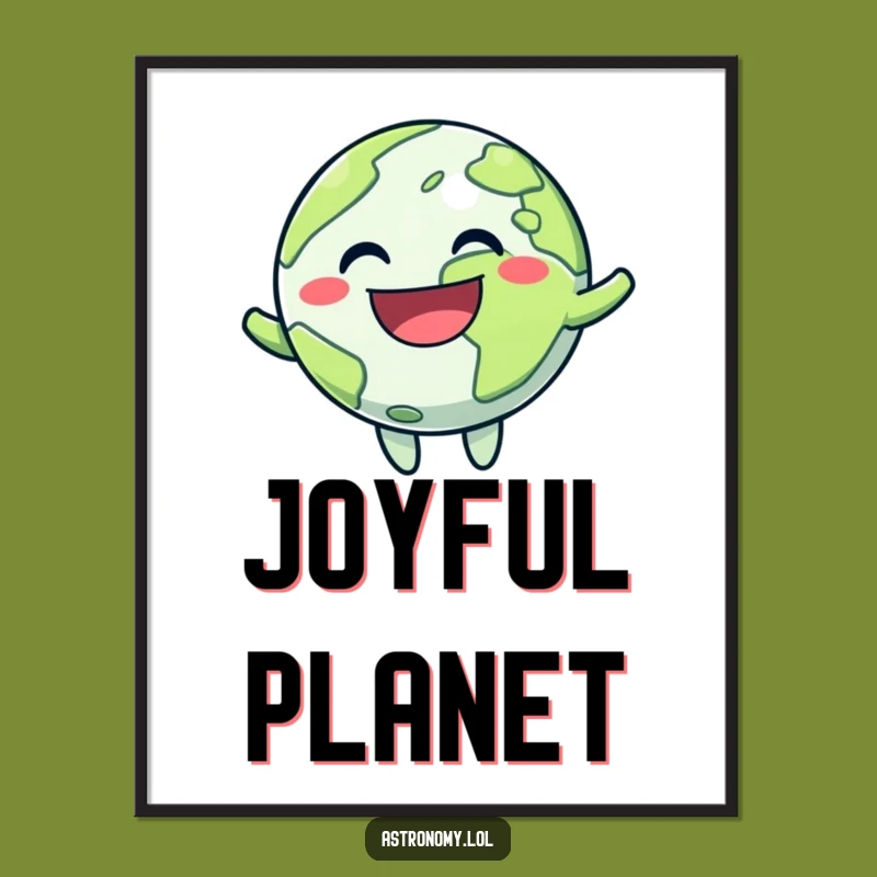 Funny Planet Grin Poster: Joyful Cosmic Art for Happy Spaces
