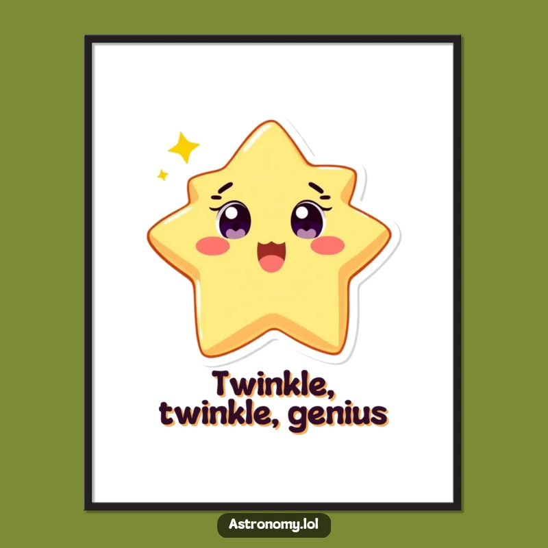 Funny Star Poster: Delighted Twinkling Character Art, Bright Wall Decor Gift