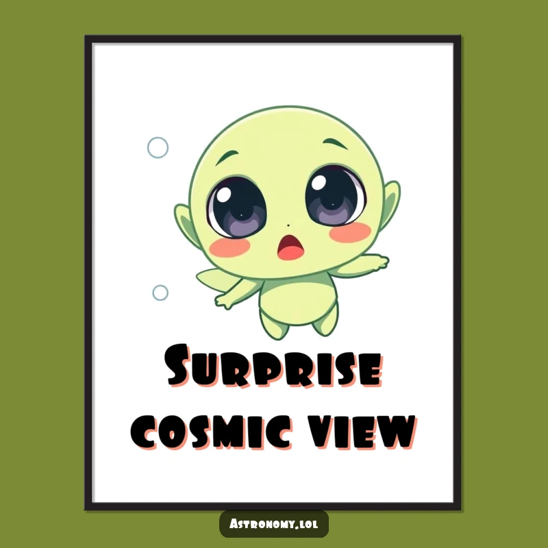 Funny Surprised Alien Floating Poster - Hilarious Wall Art!