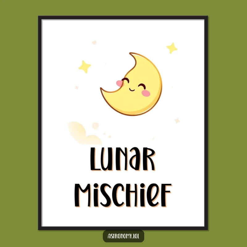 Funny Moon Poster, Giggling Sky Art, Hilarious Celestial Wall Decor!