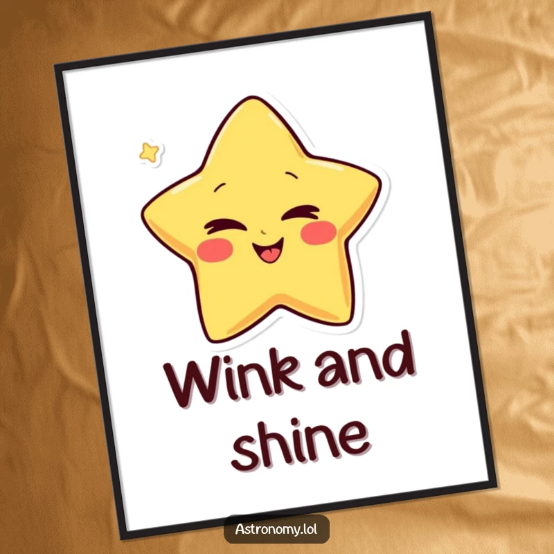 Funny Poster depicting a giggling star character winking conspiratorially, adding a humorous and playful touch to any room's decor.