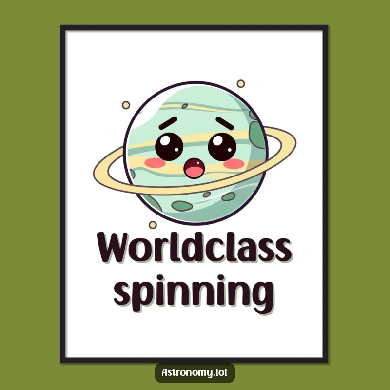 Funny Planet Poster: Surprised Spinning Character Wall Art Gift