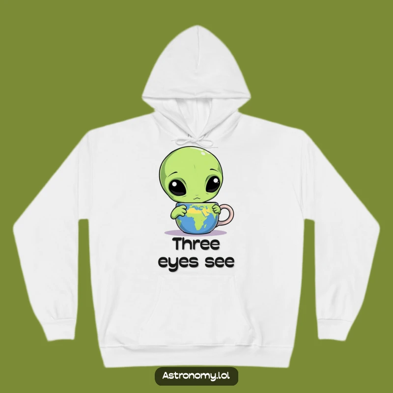 Funny Alien Earth Mug Hoodie - Cozy Cosmic Gag Gift