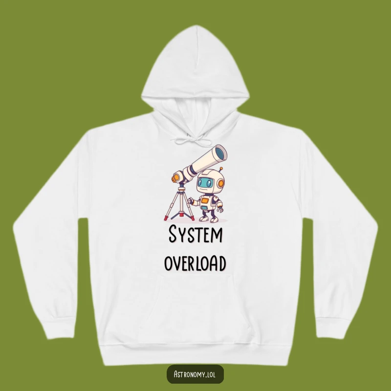 Funny Robot Hoodie: Cozy Telescope Gazer Design, Warm Sci-Fi Comfort Gift