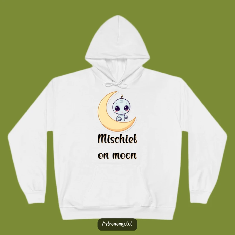 Funny Alien Hoodie: Cozy Mischievous Moon Peeker Gift
