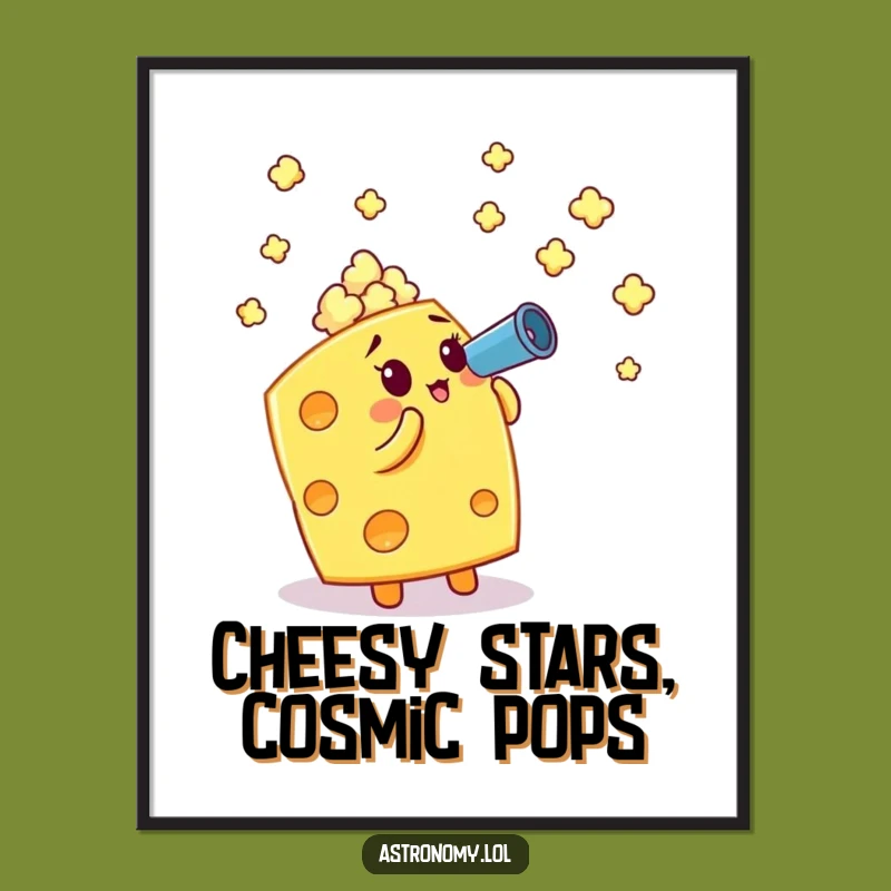 Free Printable Funny Wall Art: Cheese Cube Telescope - Quirky Downloadable Decor