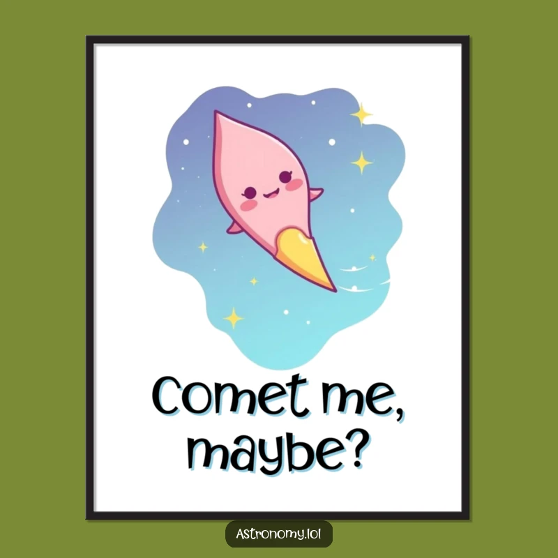 Free Printable Wall Art: Giggling Comet Character Streaking Across Sky
