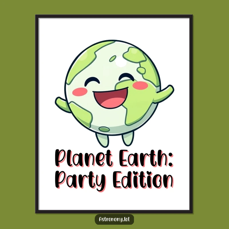Free Printable Wall Art: Bouncing Planet Downloadable Decor with a Joyful Smile