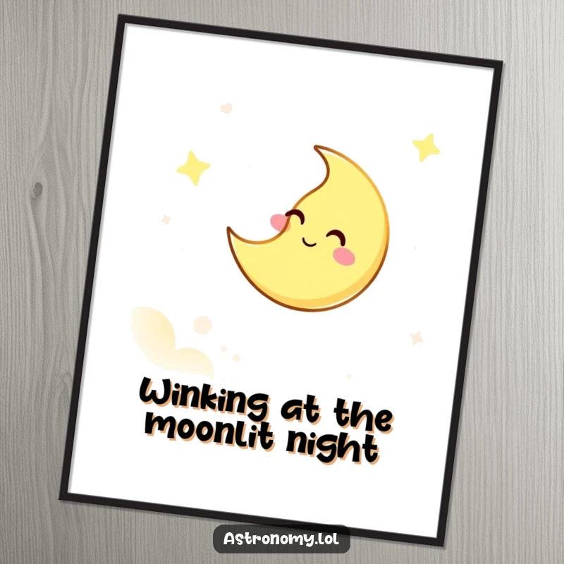Funny Free Printable Wall Art: A giggling moon character with a mischievous wink, adding personality to any room.