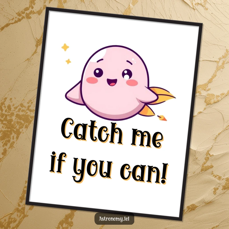 Funny Free Printable Wall Art: A joyful comet with a wide smile zooms across the star-filled expanse of space.