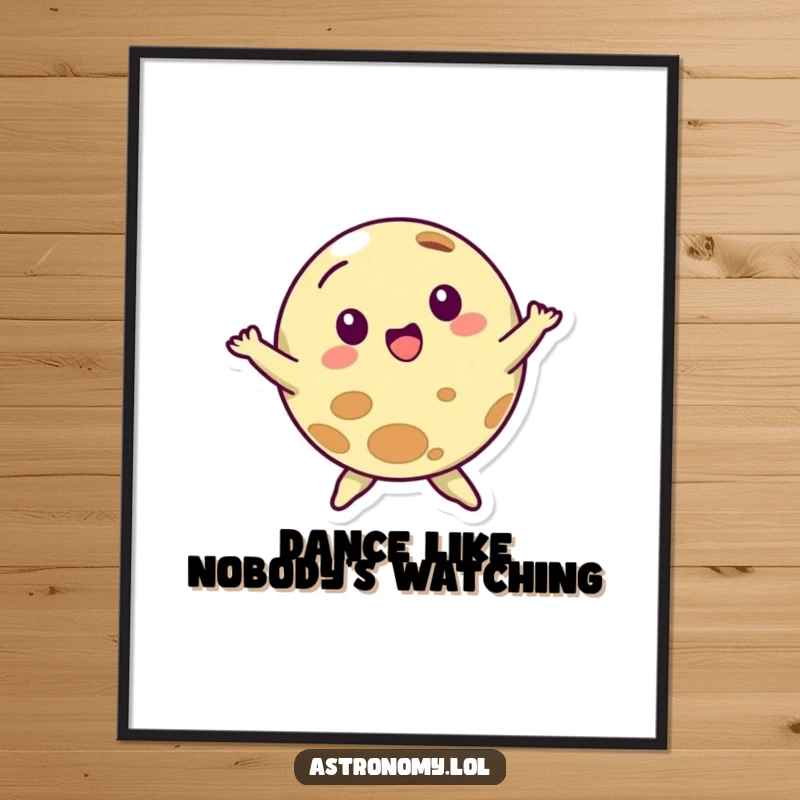 Funny Free Printable Wall Art: a playful planet character joyfully spinning and dancing with a radiant smile.