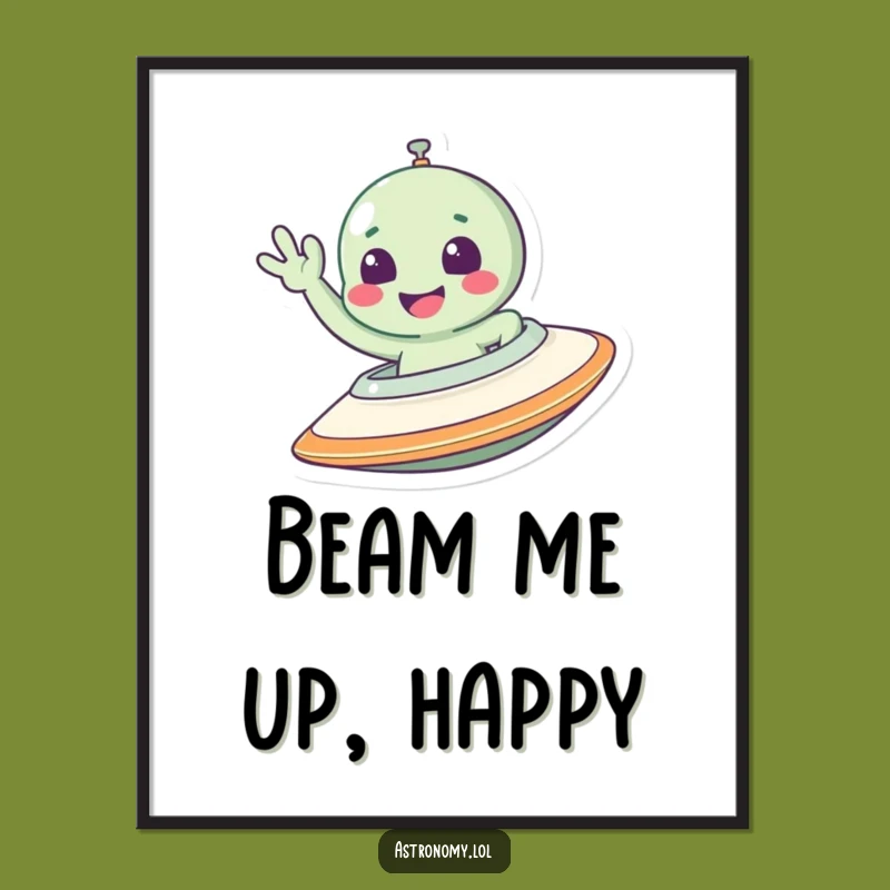 Free Printable Wall Art: Smiling Alien Waving, Humorous Downloadable Space Decor