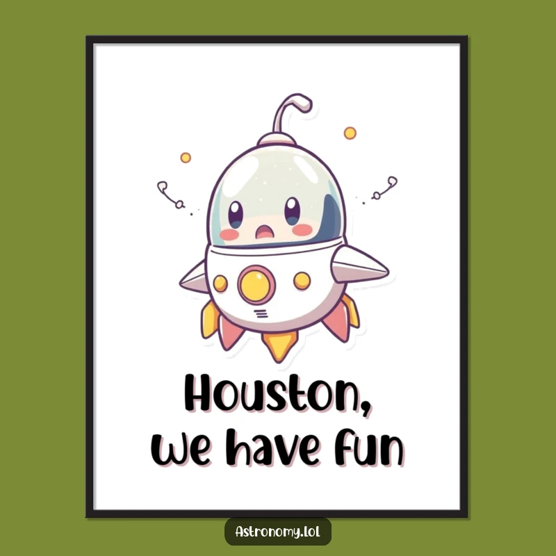 Free Printable Wall Art: Surprised Spaceship - Funny Cartoon Downloadable Decor
