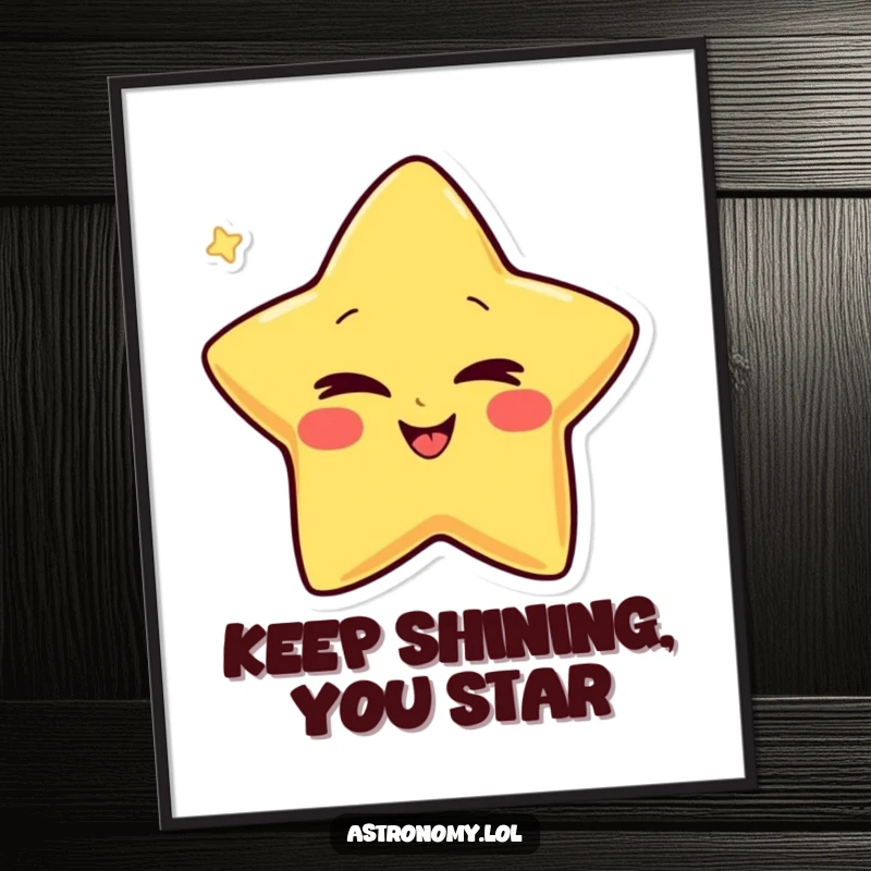 Funny Free Printable Wall Art featuring a giggling star character winking conspiratorially, adding playful charm.