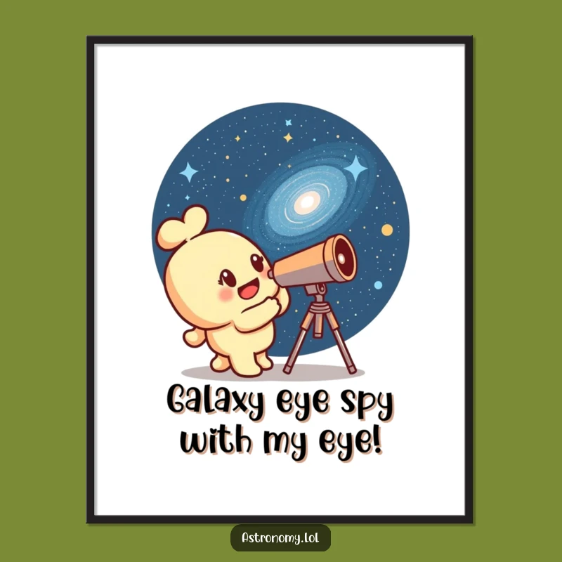Free Printable Wall Art: Curious Telescope & Winking Galaxy Funny Downloadable Art Decor