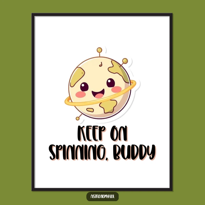 Free Printable Wall Art: Happy Spinning Planet Funny Downloadable Art Decor