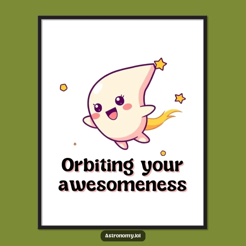 Free Printable Wall Art: Delighted Comet Streaking - Funny Space Downloadable Decor