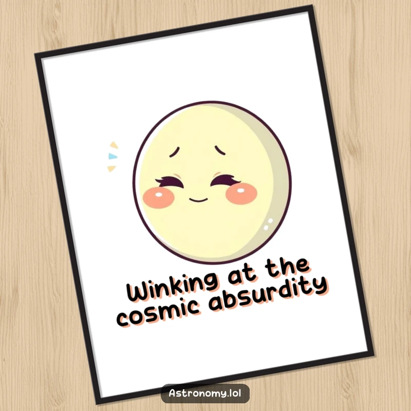 Funny Free Printable Wall Art: A playful moon character shares a sly, mischievous wink against a backdrop of stars.