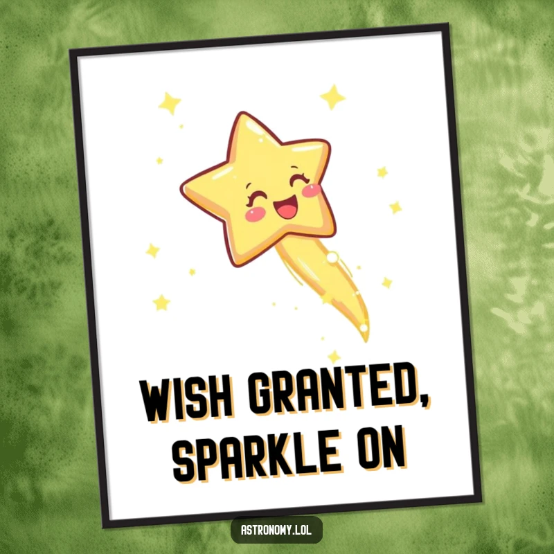 Funny Free Printable Wall Art: A joyful shooting star streaks across the sky, leaving a mesmerizing sparkly trail.