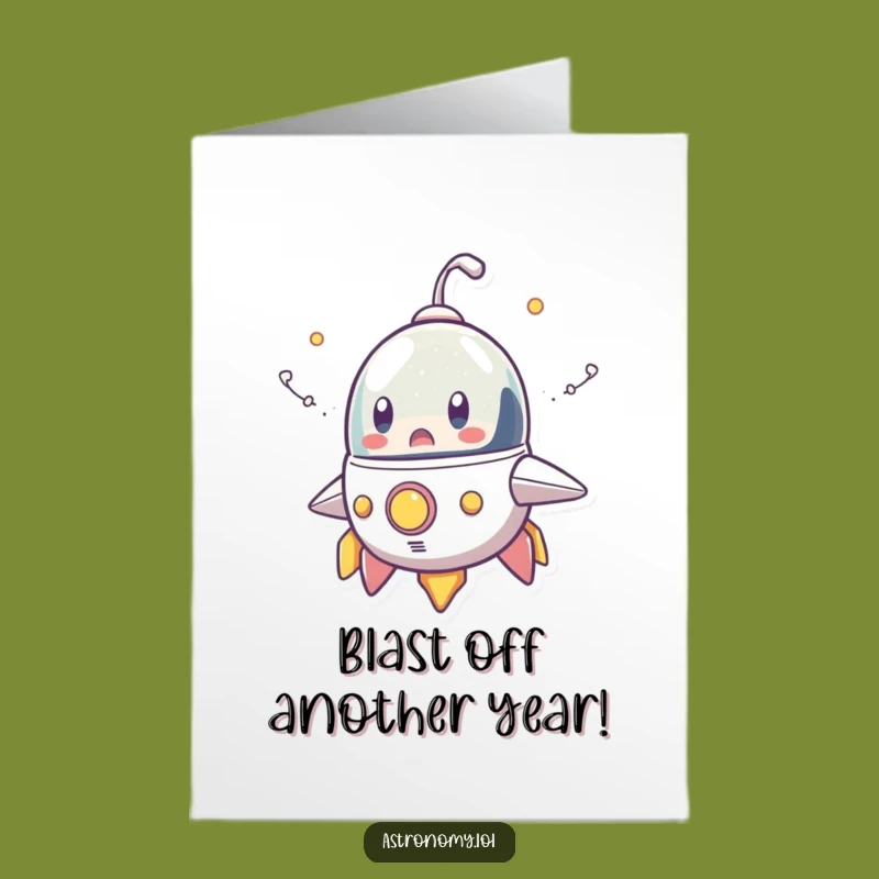 Free Printable Birthday Card: Surprised Spaceship - Funny Rocket Blast Downloadable Gift