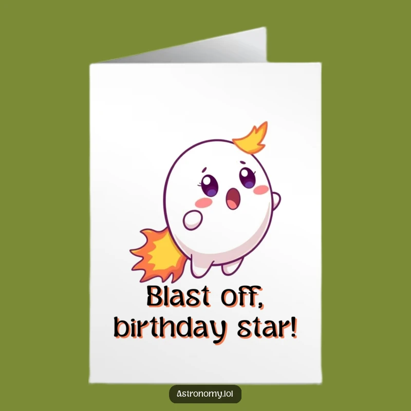 Free Printable Birthday Card: Surprised Comet Character Funny Downloadable Gift
