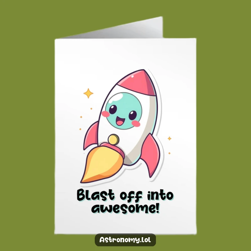 Free Printable Rocketship Birthday Card - Cheerful Blast Off Downloadable!