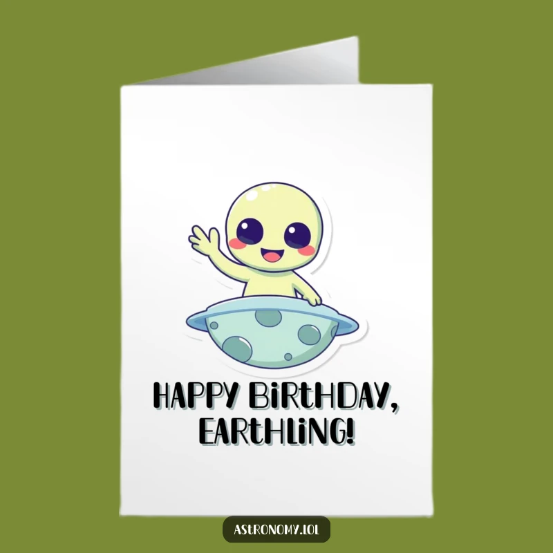 Free Printable Birthday Card: Cheerful Alien Hello - Fun Download
