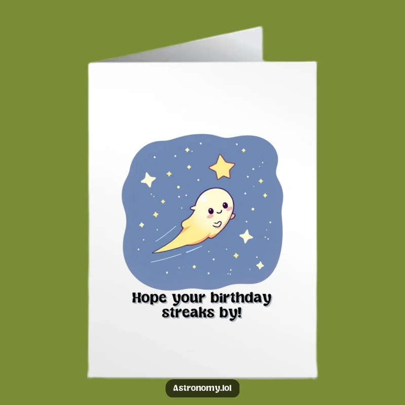 Free Printable Comet Birthday Card: Streaking Star Humor Downloadable Gift