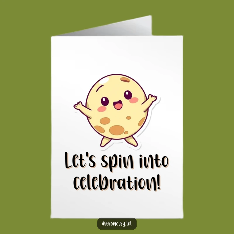 Free Printable Birthday Card: Playful Planet Character Dancing Funny Gift