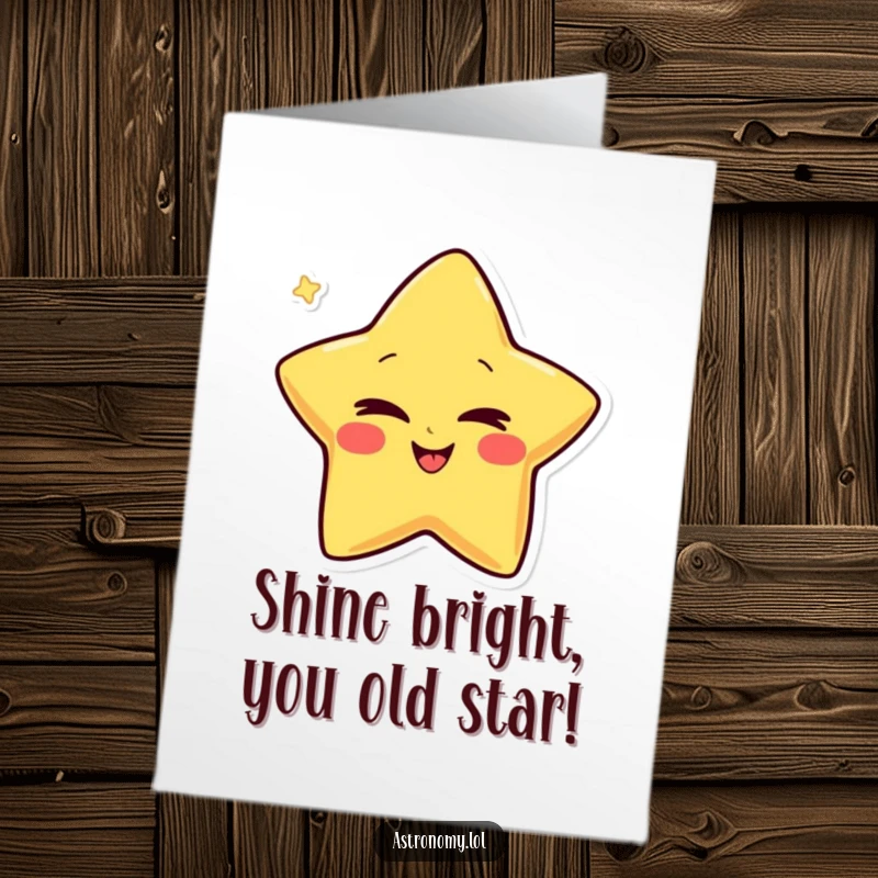 Funny Free Printable Birthday Card featuring a giggling star character winking conspiratorially, sharing a funny secret.