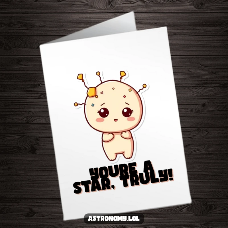 Funny free printable congratulations card showing a curious constellation character in a hilarious formation, celebrating your success.