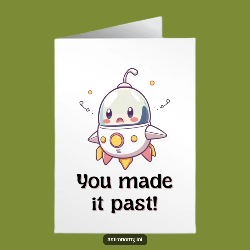 Free Printable Congrats Card: Shocked Spaceship - Funny Achievement Downloadable Gift