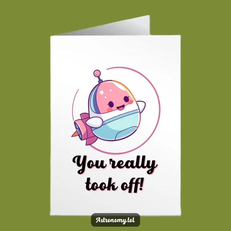 Free Printable Congrats Card: Spaceship's Victory Loop, Funny Downloadable Achievement Gift