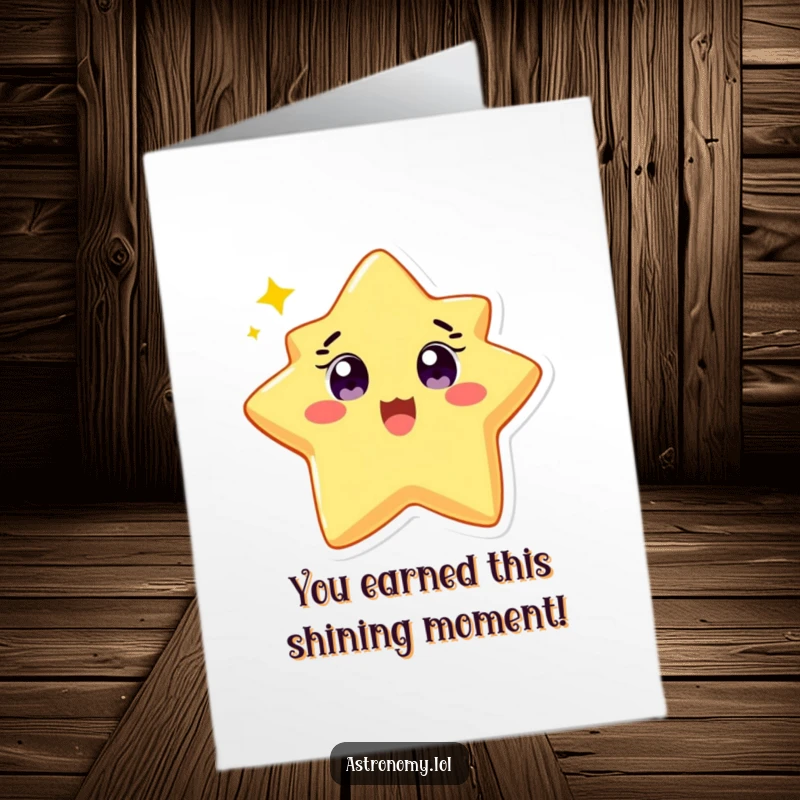Funny Free Printable Congratulations Card with a delighted star character twinkling brightly, perfect for celebrating any success.