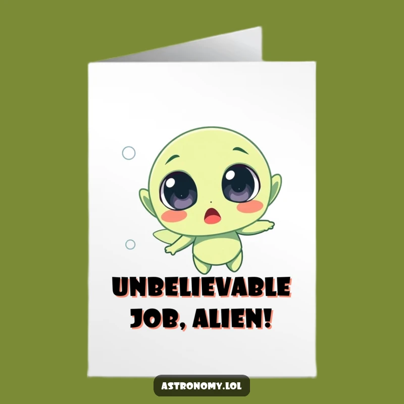 Free Printable Surprised Alien Congrats Card: Funny Downloadable Gift