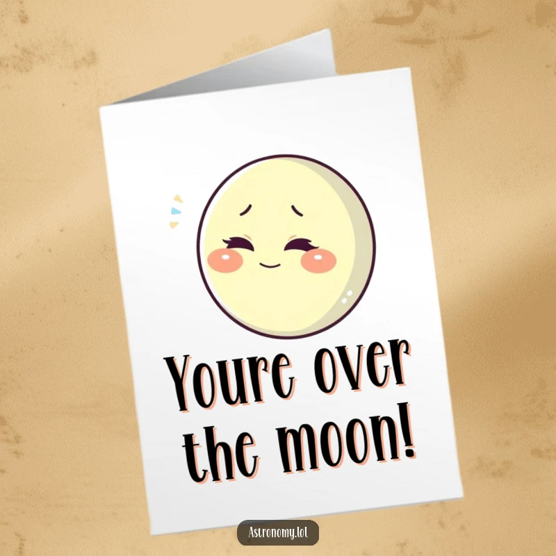 Funny Free Printable Congratulations Card: A playful moon character gives a sly wink, hinting at shared secrets.