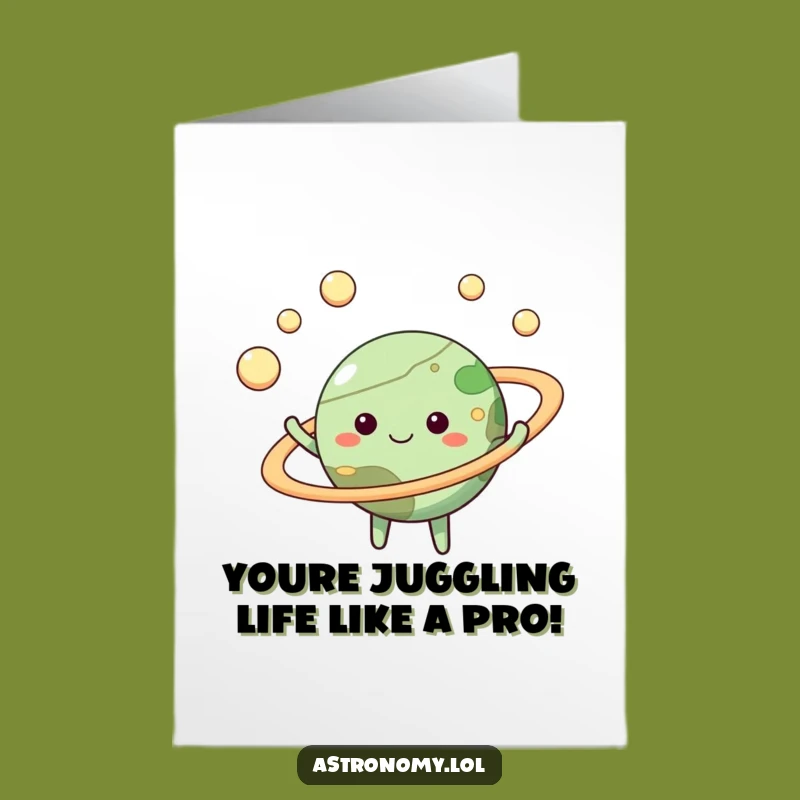 Planet Juggling Moons Congrats Card - Free Printable Celebration Downloadable Gift