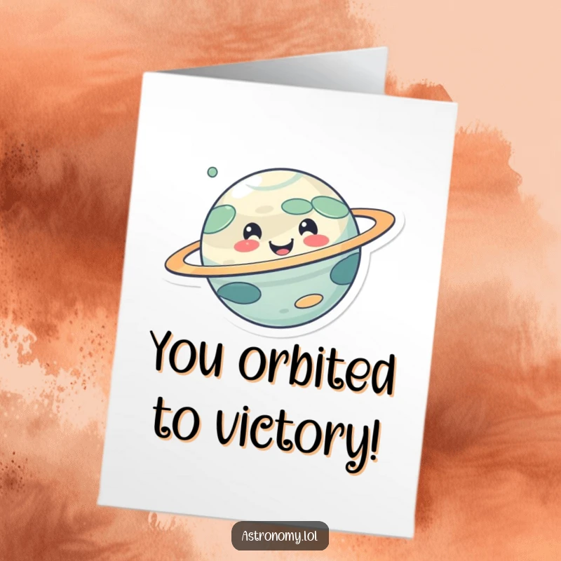 Funny Free Printable Congratulations Card: Adorable happy planet character spinning in celebration, spreading good vibes.