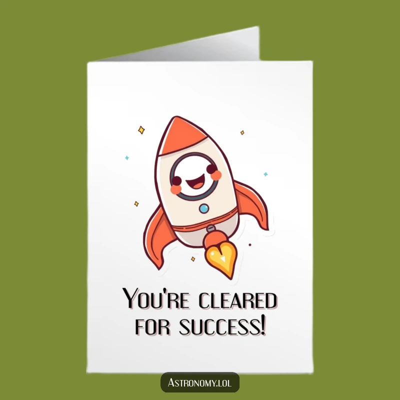 Free Printable Congrats Card: Rocket Ship Blast Off, Funny Downloadable Gift for Success