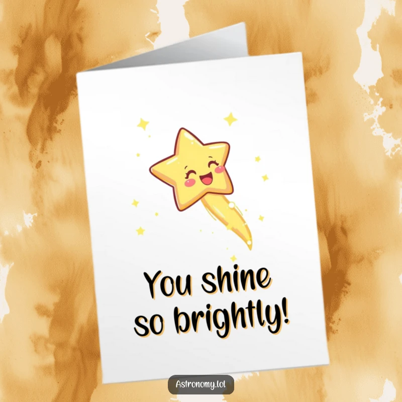Funny Free Printable Congratulations Card: A joyful shooting star with a brilliant sparkly trail, symbolizing success.