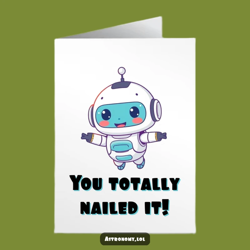 Free Printable Robot Congrats Card: Funny Downloadable Gift for Any Achievement