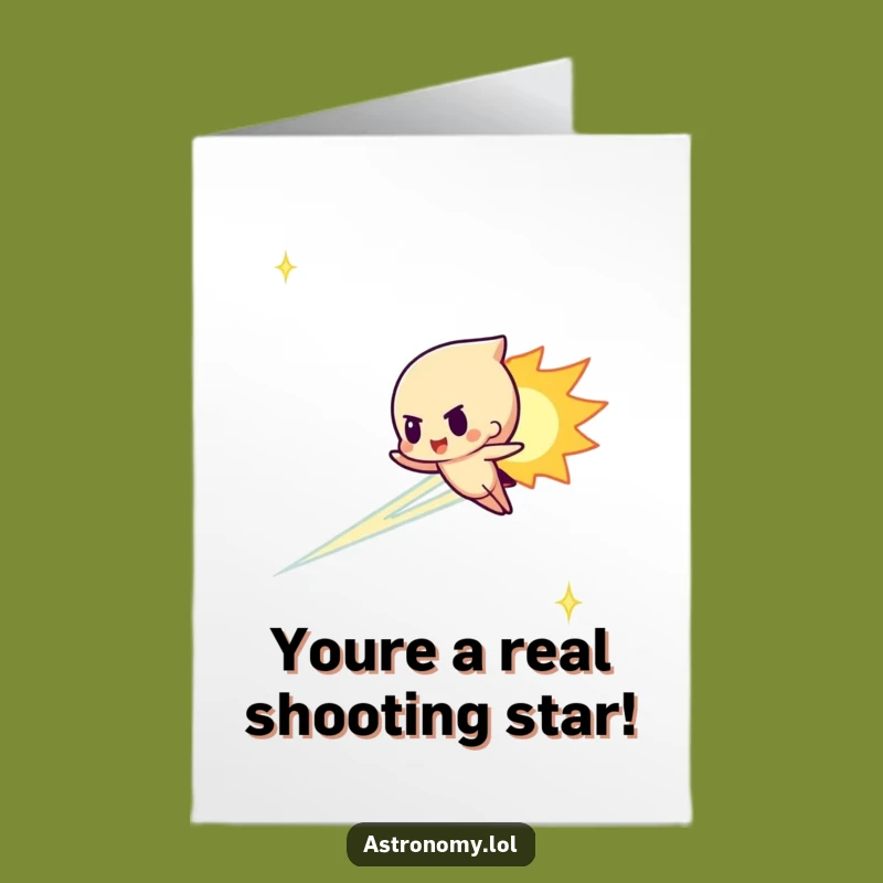 Speedy Meteor Congratulations Card Free Printable Download: Cosmic Character for Achieving Goals
