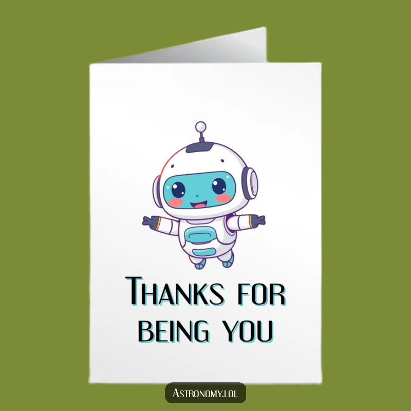 Free Printable Robot Thank You Card: Funny Downloadable Gift of Gratitude
