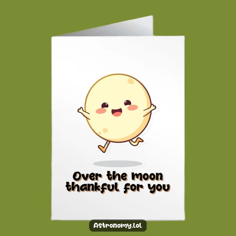 Happy Moon Thank You Card Free Printable Download: Bouncing Character for Delightful Gratitude