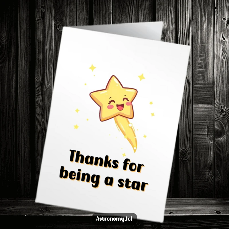 Funny Free Printable Thank You Card: A joyful shooting star leaving a sparkly trail, conveying bright gratitude.